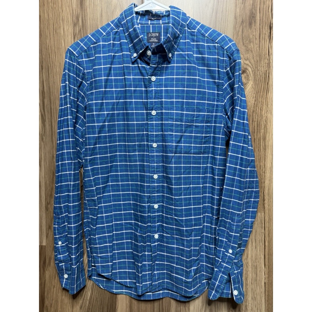 Men's J. Crew Button Up Collared Shirt Blue White Slim Small Reimagined